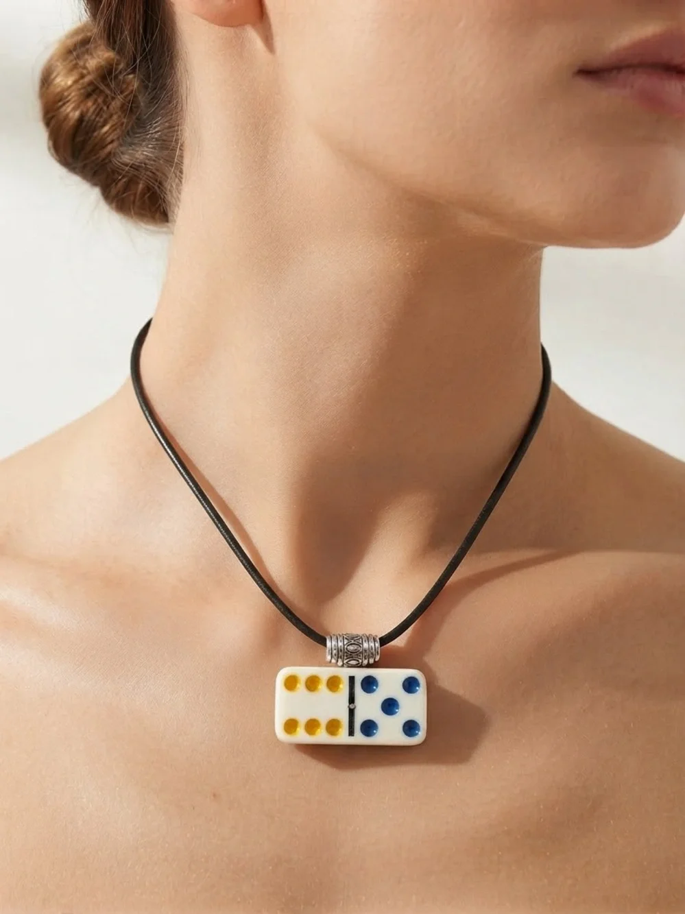 Handmade reversible 'Faith' Pendant Necklace and Domino piece on other side